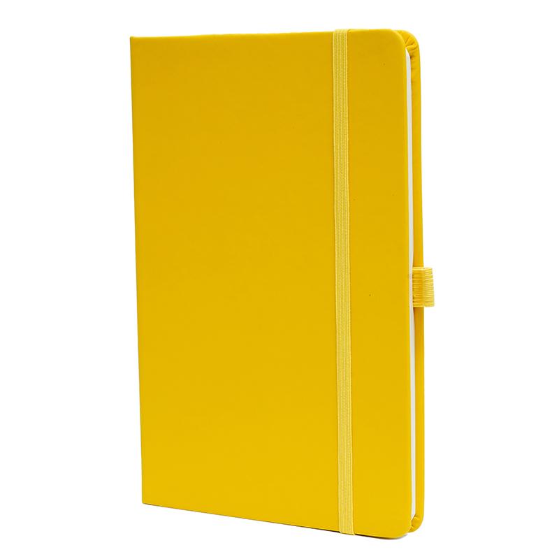 Yellow - Pu Leather Note Book With Elastic Band & Pen Holder